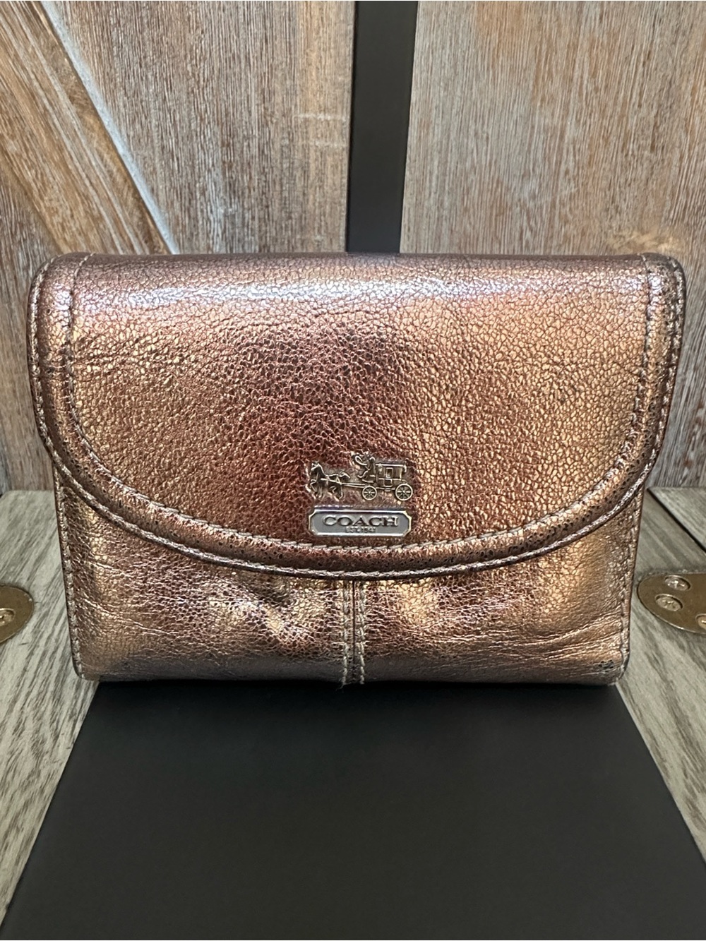 Coach Madison Metallic Gunmetal Wallet 46849